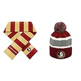 NCAA Florida State Seminoles Striped Rugbyスカーフと風ビーニー帽子2パックバンドル