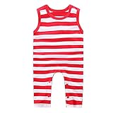 SCFLIFE 新生児ベビー男の子ガールズストライプノースリーブロンパーボディスーツ試着服 (6-12ヶ月)
