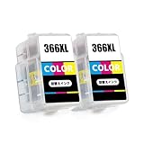 キヤノン用 BC-365 BC-366 互換 詰め替えインクカートリッジ ブラック顔料 BC-366XL(3色カラー)×2 大容量 個包装 補充インク 対応機種:PIXUS TS3530