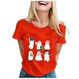 [Yindaity] ハロウィン Tシャツ レディース 幽霊 プリント おもしろ 面白い ティーシャツ おばけ カットソー 半袖 個性 トップス かわいい 大きいサイズ カジュアル 派手 ハロウィン コスチューム 仮装 文化祭 学園祭 プレゼント 大人用
