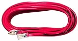 Voltec 05-00115 12/3 SJTW Outdoor Extension Cord with Lighted Ends, 50-Foot, Red with Black Stripe [