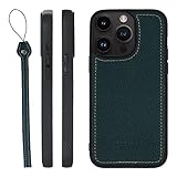 HANATORA for iPhone 14ProMax ケース 本革 日本製 耐衝撃 スマホケース スマホ ストラップ 付き シュリンクカーフレザー ギフト マグネットなし グリーン SPGJP-14ProMax-Green
