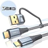 2in1 USB Type C ケーブル 2M AviBrex USB-A/C to C ケーブル【PD& QC3.0対応60W急速充電】 タイプc 充電 iPhone 16/15 Pro Max, MacBook Pro/Air iPad Pro、Samsung Galaxy S23 S22 S21 S20 Note23,Sony、Google Pixel、usb c機器と互換性があり-グレー