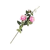 Lovoski 　３朶/束　造花　人工　シルク　バラ　薔薇　花束　結婚式　ホーム　パーティー　装飾　全６色 - ピンク