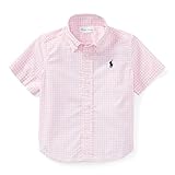 RalphLauren ラルフローレン　半袖コットンギンガムチェックシャツ　 (24m(85-90cm)) (ピンク)