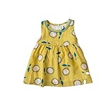 蒲公英柄 ワンピース ノースリーブ スカート チュニック チュチュスカート ガールズ 夏 女の子1~3歳 黄色73cm