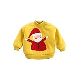 PANCY 子供服 ベビー服 秋冬 かわいい トレーナー 裏起毛 毛玉付き 刺繍 クリスマスツリー サンタ トナカイ 6種(80cm,黄)