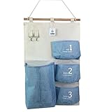 (Blue) - ICEBLUE Canvas Over Wall Door Closet Window Hanging Storage Case Organiser Bag with Napkin 
