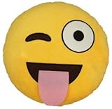 Ning store 32cm Emoji Smiley Emoticon Yellow Round Cushion Pillow Stuffed Plush Soft Toy Doll (Tongu