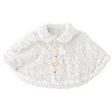(チャックル) chuckle *ピュアホワイト*バラ模様フェイクファーりぼん付きマント ホワイト 60-90cm P5309-00-10