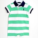 (ラルフローレン)RalphLauren ストライプラグビーショートオール6M グリーン [並行輸入品]