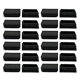 uxcell チューブインサート 40 x 60mm プラスチック製 長方形 リブ付き チューブインサート エンド カバー キャップ パッド 滑走 家具 フロアプロテクター 24個入り