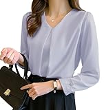 [Hovnbiexe] ブラウス レディース 長袖 Ｖネック おしゃれ シフォン シャツ オフィス カジュアル トップス