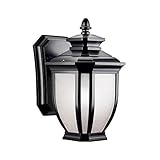 Kichler Lighting 9039BK Salisbury 1-Light Outdoor Wall Mount Fixture, Black with White Linen Glass [
