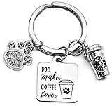 コーヒー キーチェーン 犬 ママ キーチェーン 犬 足 プリント チャーム 犬 母 コーヒー愛好家 ギフト 動物 ペット 犬 メモリアル コーヒー カップ コーヒーマグ 犬 ママ ギフト