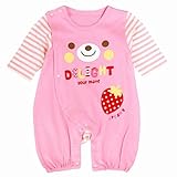 ベビー 長袖 ロンパース 前開き カバーオール 女の子 前開き 襟付き ベビー服 ピンク 60-70cm