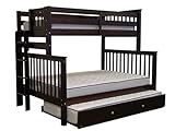 Bedz King Bunk Bed Mission Style End Ladder with Twin Trundle, Twin Over Full, Cappuccino [並行輸入品]