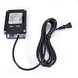 LED投光器 10W LED投光器 薄型 ブラック 防水加工 3mコード付き 3000-3500K 広角120度 看板灯 作業灯 駐車場灯 屋内 照明 屋外 電球色