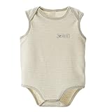 エルフ ベビー(Fairy Baby)楽しい夏ベビー袖なし ボディスーツ オーガニックコットン ノースリーブオール 59cm グリーン ストライプ