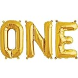 Hanging Foilsバルーン" One " Letters – 16 " Shiny Gold Air Balloons – Set of 3アルファベットバルーン – Perfect forベ