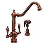 Whitehaus WHKSDTLV3-8201-PTR Vintage-3 9-Inch Dual Handle Faucet with Long Traditional Swivel Spout,