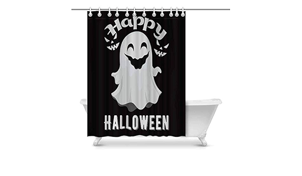 Amazon Co Jp Novelty Shower Curtain Bathroom Set Happy Halloween Funny Ghost Funny Fabric Home Bath Decor 84x69 Inches 165x180 Cm Home Kitchen