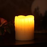 Home impressions Battery Operated Honeycomb Pattern Flameless Real Wax Melted Dripping LED Candle wi