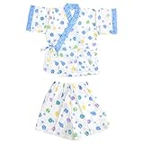 【90cm】「水玉とヨーヨー」男の子用 日本製 やわらか二重ガーゼ甚平