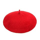 Goenn 8色 子供用ベレー帽 定番デザイン 子供キャップ ベビー帽 シンプル 無地 秋冬 フェルトベレー帽 キャップ 帽子 多色 男女兼用 (スイカレッド)
