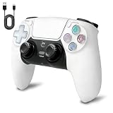 P4コントローラー pc コントローラー pc 【2026年新版】 大容量バッテリー ブルートゥース 無線/有線接続 6軸ジャイロセンサー機能 連射Turbo機能 人体工学 二重振動 SHAREボタン搭載 15時間連続使用 遲延なしジャイロ搭載 高耐久ボタン ゲームパット ヘッドフォンジャック付き 日本語取扱説明書付き (ホワイト)