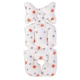 セレオン ベビーカー シート クッション 水洗い 5点式シートベルト対応 通気性 メッシュ 男女共用 星柄 リバーシブル