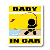 わーるどくらふと BABY IN CAR 釣り・フィッシングバージョン ステッカー （きいろ）