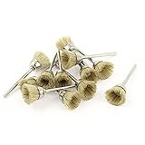 uxcell　軸付きワイヤーブラシ ブリストルブラシ　金属　ウール　ロータリーツール　ベージュ　シルバートーン