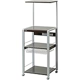 エムケー精工 レンジ台 3段 ハイタイプ ブラウン 幅57 奥行48 オープンラック フローリエ 新型