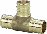 Viega 46554 PureFlow Zero Lead Brass PEX Crimp Tee with 1-Inch by 1-Inch by 3/4-Inch Crimp x Crimp x