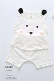 Mchild 半袖 Tシャツ ＆ パンツ 上下 セット狐 アップ 子供 耳 ベビー 服 スピーカー キュートな クルーネック 女の子 ピンク オレンジ (105サイズ：適応身長105ｃｍ, ホワイト)