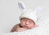 ラブリーバニーベビー帽子★ブルー０才ベビーの可愛いうさぎの帽子newborn-3months(50-60)
