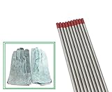 TIG 溶接 用 タングステン 電極棒 トリタン 赤 トリウム 2％ 10本 作業用 牛 革 手袋 セット (Φ 3.2 mm)