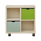 アルファタカバ キャスター付きシェルフフレンドお片づけボックス付き 80cm幅2×2 (ブルー、グリーン)