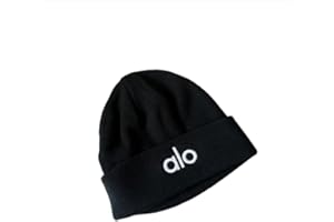 Alo秋冬 ロゴ刺繍入り ニット帽, ブラック, 冬用ビーニー