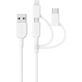 Anker PowerLine II 3-in-1 ケーブル (ライトニング/USB-C/Micro USB端子) MFi認証 iPhone / Android 各種対応 (0.9m ホワイト) | ライトニング/USB-C/Micro USB端子 