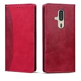 Torske と互換性がある らくらくスマートフォン F-53E スマホケース 適合 らくらくホン F-53E ケース らくらくスマートフォン F-53E ケース 手帳型 内蔵マグネット開閉式 ベルトなし ドコモ らくらくほんf53e カバー f53e手帳型ケース カードポケット 防水 折り畳み式 横置き機能 便利 らくらくフォンf-53e カバー (レッド)