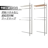 突っ張り壁面間仕切りワードローブ幅88cm　連結用　背板無しタイプ (ナチュラル)