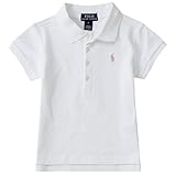 ポロ ラルフローレン ポロシャツ キッズ 女の子 ガールズ 半袖 白 無地 （サイズ:7、カラー：White） Polo Ralph Lauren [並行輸入品]