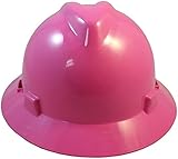MSA Full Brim Hard Hat with Staz On Ratchet Suspensions Bright Pink by V-Gard