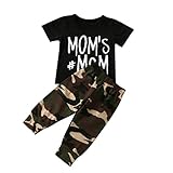 Karchi 新生児の赤ちゃんの tシャツトップス迷彩パンツセット一式の服 新生児　幼児　赤ちゃん　かわいい　綿　服　Tシャツトップ　パンツ　上下セット　衣装　贈り物　全2パタン４サイズ選べる (10