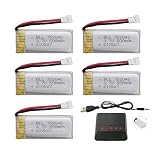 MOONZON 5つの3.7V 500mAhリチウムバッテリー、1充5充電器1個、無人機4軸旋回機JJRC H31 H37 H6D Hubsan X4 FPV H107C H107D H107L H107P H108 JXD392 JXD388 JXD385 UDI U816A SYMA X5C X5SW HS170 HS170C TR-C385 TR-P51 TR-F22