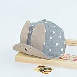 hotbestベビー 赤ちゃん 帽子 キャップ 　 日差し 紫外線防止　保温 通気 秋季キャップ 幼児ハット 男の子 女の子 ウサギ耳　かわいい (グレー)