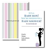 Things Just Got Real Boyベビーシャワー招待状by L & P Designs Set Includes 50招待状封筒付き