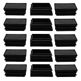 uxcell チューブインサート 30 x 40mm プラスチック製 長方形 リブ付き チューブインサート エンド カバー キャップ 家具 椅子 テーブル 脚 フロアプロテクター 15個入り